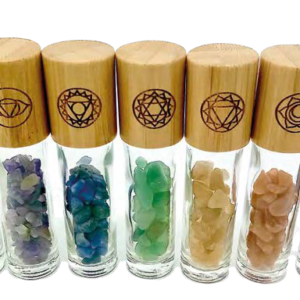 MINI ROLL-ON con pietre e Sfera in pietra naturale! Confezionato con foglie illustrative