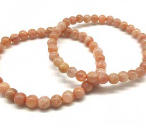 Bracciale Cristalloterapeutico - Pietra di luna rosa - Sfere 6mm