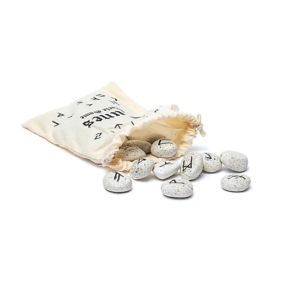 Gioco oracolo delle rune in ceramica in sacchetto di cotone --155g